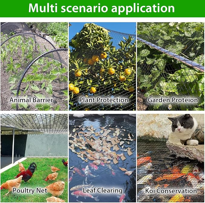 Bird Netting 50x50 ft,1" Mesh Garden Netting Pest Barrier for Plants, Fruit Trees, Vegetables, Extra Strong Woven Mesh Poultry Net for Chicken Run, Animal Fencing Against Birds, Deer, Poultry