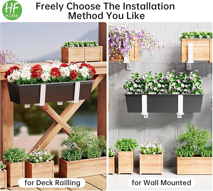 HFHOME Set of 6 Adjustable Window Planter Box Brackets, White Brackets for Window Boxes Planters, Planter Shelving with Adjustable Size The Width of The Bottom of The Planter Box