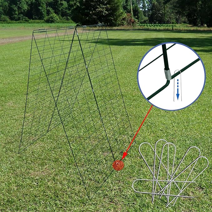 Garden Cucumber Trellis A-Frame Folding Plant Trellis 48 Inch by 34 Inch for Climbing Vegetables Flowers Green 2 Pack with Clips,Cable Ties and Ground Stakes