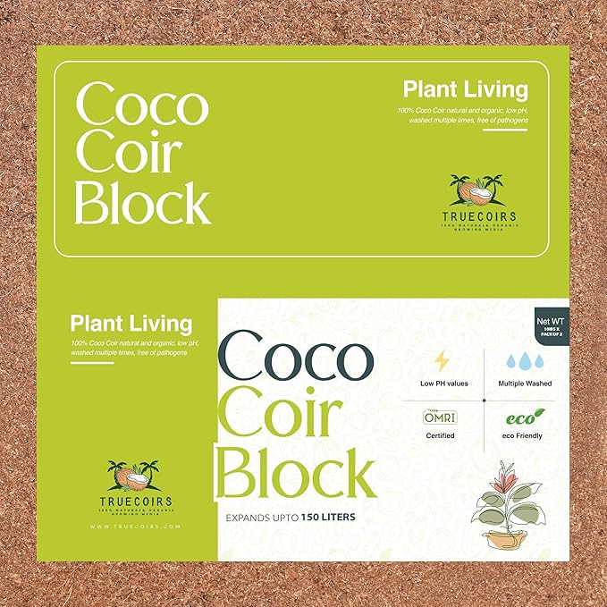 10 LB Premium Organic Coco Coir Compressed Natural Brick with Low EC and PH Balance 4 Pack- High Expansion for Indoor and Outdoor Potting Soil, Renewable Coco Soil for Gardening (50)