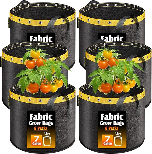 7 Gallon Fabric Grow Bags - Heavy Duty Plant Pots for Growing Tomatoes, Potatoes, Vegetables & Plants - Durable Garden Planter Bags, Cloth Fabric Pots, 7 gal Grow Bags