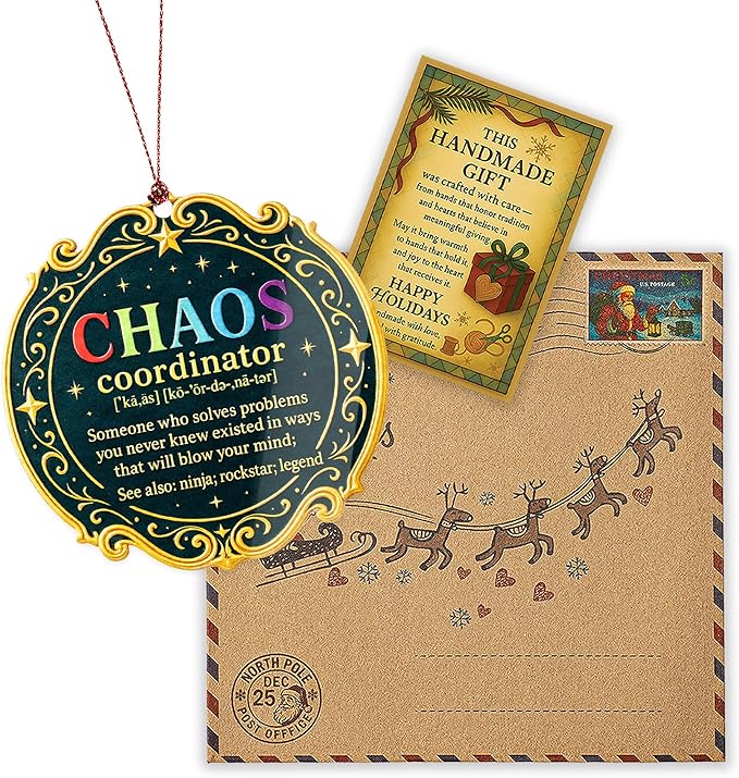 Chaos Coordinator Ornament – Funny Office Decor Gift for Coworkers, Boss, Teacher, Nurse or Mom – Suncatcher Effect window hanging, car hanging accessories