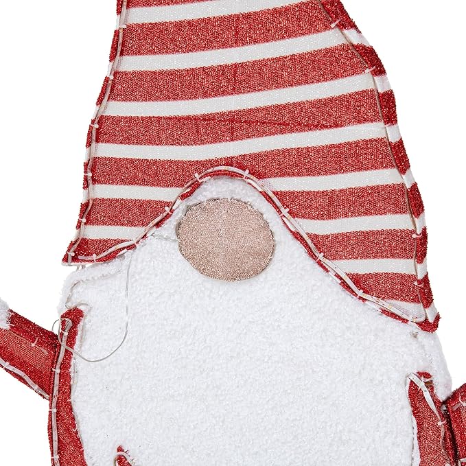 SUNJOY Large 4 FT Christmas Lighted Gnome, Eye-Catching 2D Tinsel Santa Gnome Outdoor Garden Yard Lawn Big Festive Holiday Decoration with Lights for Indoor & Outdoor