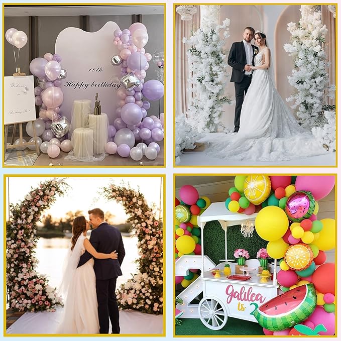 Wedding Arch Stand Flower 7.58FT Half Arch Stand with Base for Flowers, Portable Gold Metal Balloons Ceremony Decor - Reusable Wedding Arches for Decorations