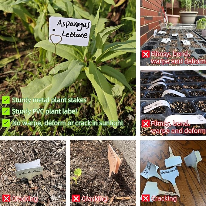 Garden Markers & Plant Labels Kit, All-in-One with 20 Golden 12 Inch Metal Stakes & 40 Waterproof Reusable Tags, Ties and Marker for Outdoor and Indoor Potted Plants