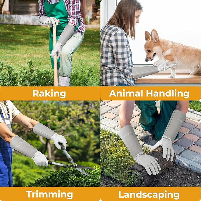 HANDLANDY Long Garden Gloves Thorn Proof for Women & Men, Rose Pruning Gauntlet Gloves, Best Protection Tool for Gardener