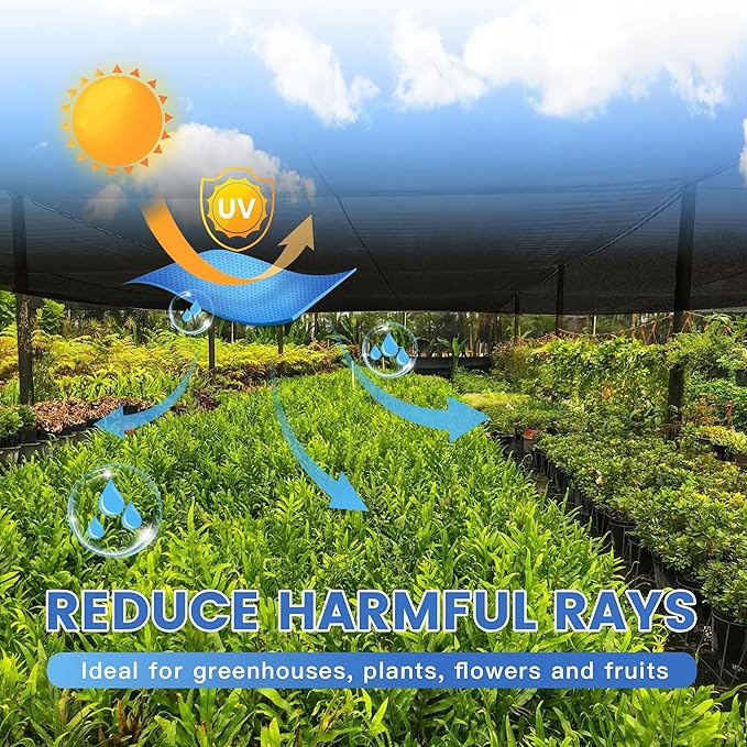 30% Shade Cloth for Garden, Customizing Outdoor Sun Shade Netting with Reinforced Grommets, Pergola Shade Cover Mesh Tarp for Plants Patio Greenhouse Chicken Coop, 7x21 FT, Black