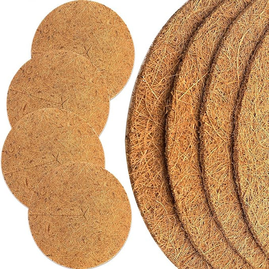 Coconut Fiber Mulch Discs for Plant Frost Cold Protection in Winter, 15.7inches/ 40cm Large Diameter Plant Protection Cover Coco Coir Mulch Ring, 4pcs Set