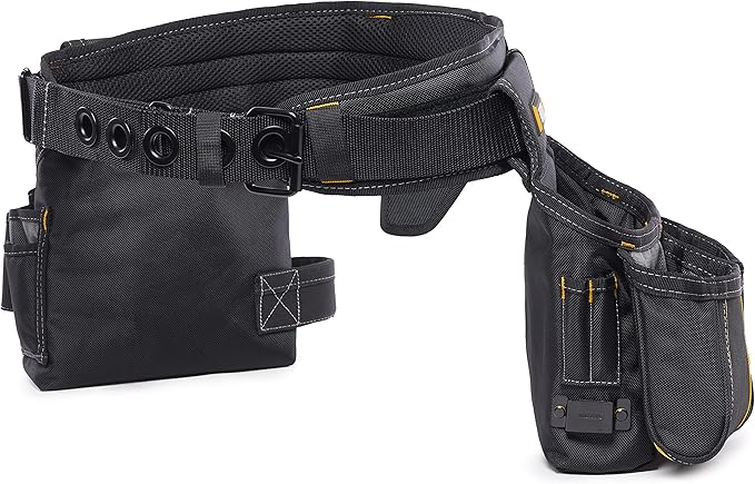 ToughBuilt - Carpenter Tool Belt with Pockets and 2 Hammer Holders - Heavy Duty, Deluxe Premium Quality, Durable - Adjustable Size - TB-303-4
