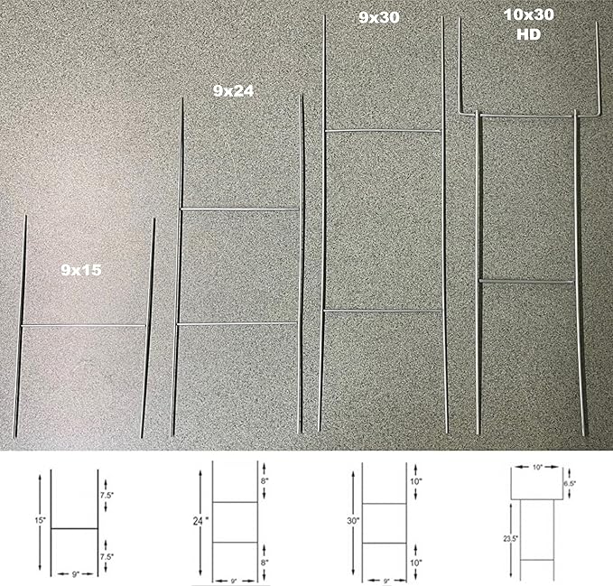 Yard Sign Stakes, 24 inch Standard Size H Stakes, American Made, Overlap Weld for Maximum Strength, Galvanized Steel (25)
