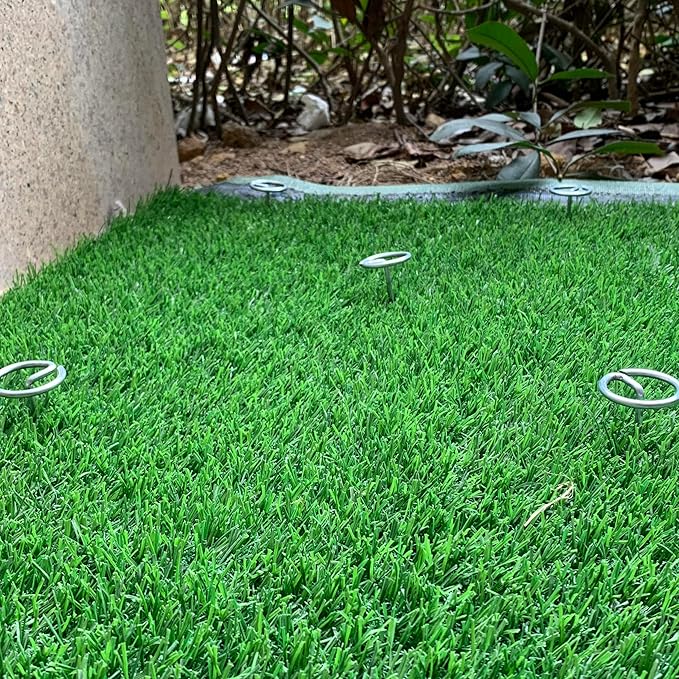 Palmhomee Garden Staples Anti-Rust Galvanized Garden Stakes Circle Top Landscape Pins Ground Cover Fabric Stakes Securing Lawn Fabric Weed Barrier (6 inches - 100 Pieces)