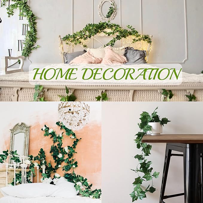 Sggvecsy 3 Pcs Artificial Ivy Vines Kit 6.4Ft Odorless Silk Ivy Garland with Green Leaves Fake Hanging Plants Artificial Greenery Decor for Wedding Home Wall Party Indoor Outdoor Decoration