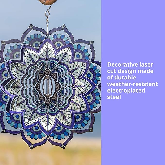 VP Home - Mandala Kinetic Wind Spinner - Hanging Garden Decor - Yard and Garden Metal Spinner - Wind Sculptures Ideal for Outdoor - Spinning Lawn Ornaments - Art Kinetic Sculpture (Purple)