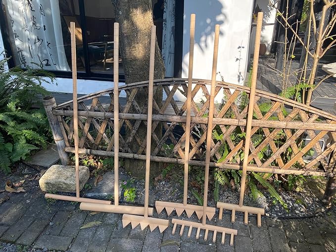 Outdoor Zen Garden Rake Large - Japanese Rock Sand Garden Zen Rake Tool Accessories - Full Size 48" Long 4 Tines Solid Beech Wooden