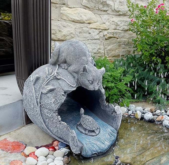 Cat Sculpture Gutter Extension Downspout Decorative, Outdoor Garden Animal Statue Decor, 3"x4" Gutter Downspout Splash Block, Gutter Diverter Rain, Gutter Extender Diverter Ornament