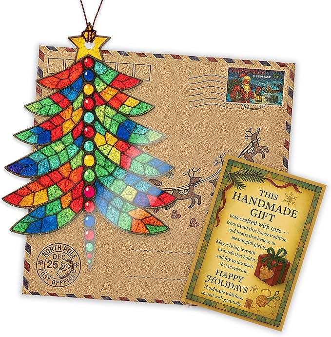 Dragonfly giftsr- Dragonfly Ornament - Dragonflies Decor - Christmas Ornament 2025 - Suncatcher Effect Stained Glass Window Hanging - car Hanging