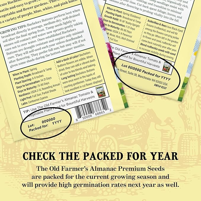 The Old Farmer's Almanac Heirloom Culinary Rosemary Herb Seeds - Premium Non-GMO, Open Pollinated, Drought & Cold Tolerant (1 Packet - 200 MG - Approx 180 Seeds)