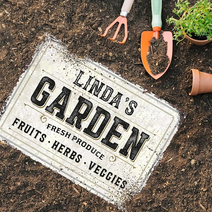 Custom Garden Fresh Produce Sign, Personalized Rustic Name for Backyard, Farm and Christmas Décor Sign, 18x24 Inches, Rust Free .063 Aluminum, Fade Resistant, Made in USA by Sigo Signs