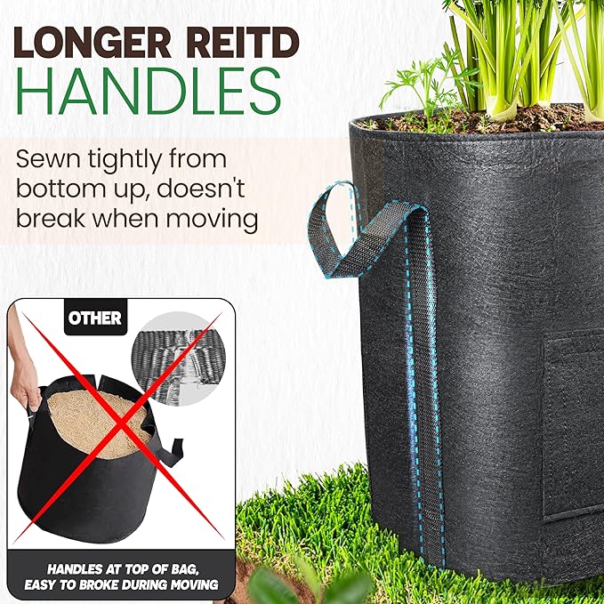 [Upgraded] 2 Pcs 20-Gallon Potato Grow Bags with Unique Harvest Window, Visible Window, Garden Planting Bag with Reinforced Handle, Nonwoven Fabric Pots for Tomato, Potato Growing Container - Black