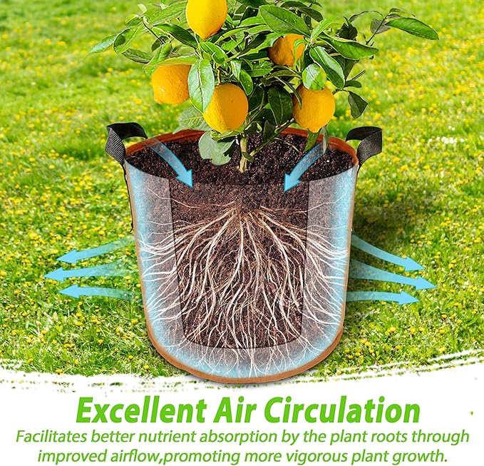 7 Pack 5 Gallon Plant Grow Bags - Mixed 7 Colors with Reinforced Handles & Aeration Design, Ideal for Tomato, Flowers & Fruits