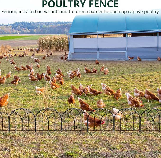Small Garden Fence Animal Barrier, 12.55"*16.53" Decorative Fence Panel, No Dig Fences Barrier, Arch 10 Pcs Black Metal Fencing, Garden Border Edging Fences, Dog Fencing Blocker for Yard, Flower Bed