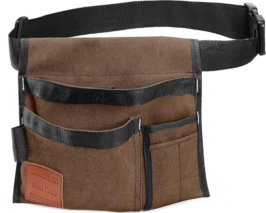 6-Pocket Single Side Tool Belt Pouch/Utility Belt/Work Apron for Carpenter and Gardener.Durable Canvas Construction.Comfortable Adjustable Belt.Light Weight.TAN
