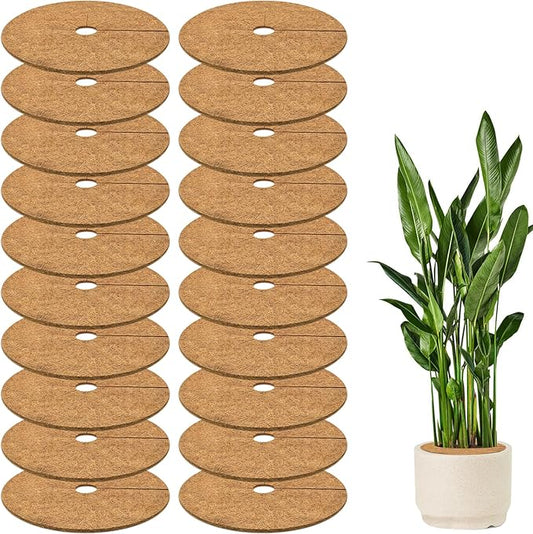 ZeeDix 20 Pack Coconut Fiber Mulch Ring, 11.8 Inch Coco Coir Tree Ring Mulch Mat, 100% Natural Tree Protector Mat Plant Cover Ring Coconut Coir Discs Tree Mats Mulch Rings for Indoor Outdoor Plants