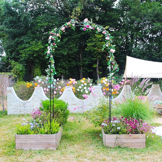Pergola Arbor Metal+PE Coated, 7.9 Ft H x 4 Ft W, Assemble Freely 3 Sizes, for Outdoor Flower Garden Arch Trellis, Garden Wide Arbor for Climbing Plants, Wedding Bridal Party Decoration