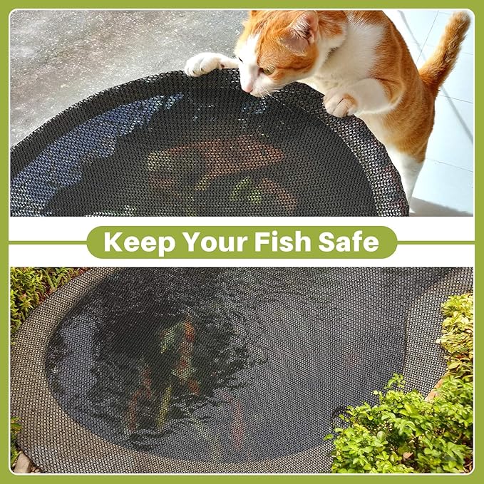 Koi Pond Netting Kit 19.7x30ft, Heavy-Duty Pe, Bird Deer Fence Netting, Durable Net Cover for Leaves, Protect Fish from Blue Heron Bird, Cats & Predators, Stakes & Ties Included