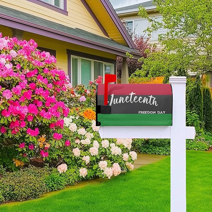 Juneteenth Mailbox Covers Freedom Day Magnetic Mailbox Covers Black History Month Mailbox Cover Holiday Mailbox Decorations for Garden Yard Farmhouse Standard Size 21x18 inch