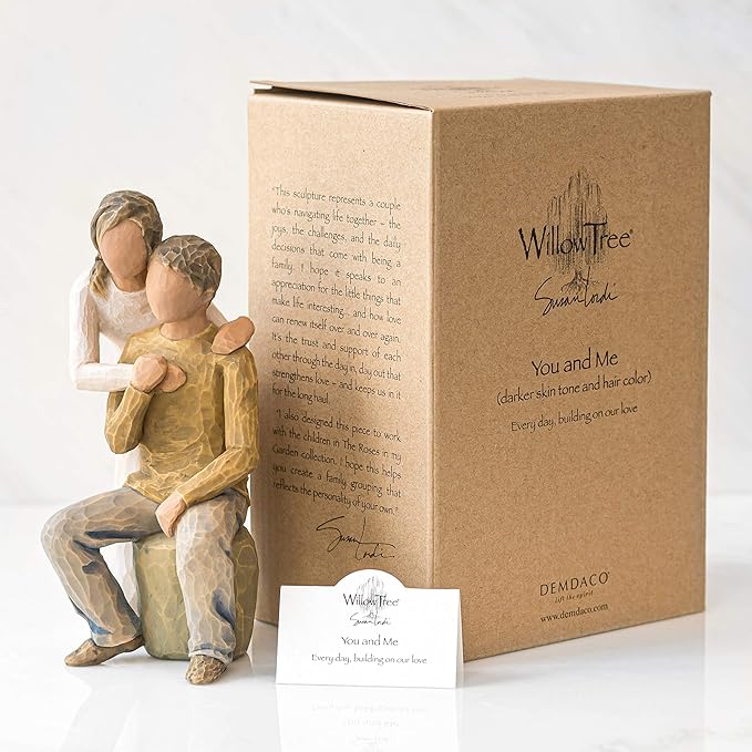 Willow Tree You and Me (Darker Skin Tone & Hair Color), Sculpted Hand-Painted Figure