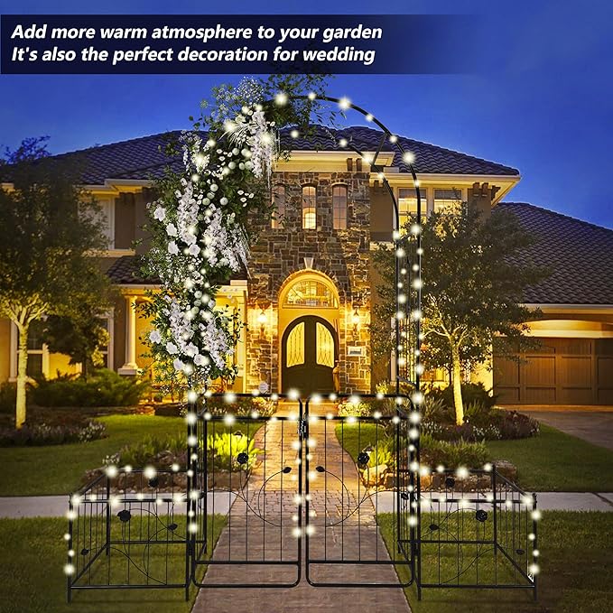Metal Garden Arbor Arch with Gate and Plant Box, 86.6" H Garden Trellis Wedding Arch Party Decoration for Outdoor Lawn Climbing Plants Support Roses Vines