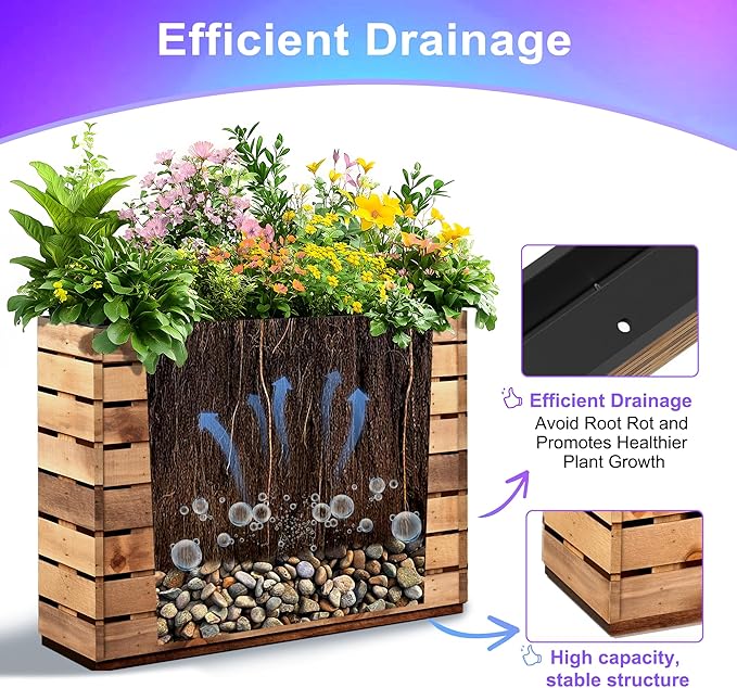 Tall Metal Planter, 12" W×24" H Large Rectangular Planter Box for Outdoor or Indoor, All-Weather Durable Plant Box with Drainage Holes & Removable Shelf for Patio, Porch, Garden, Trees, Flowers