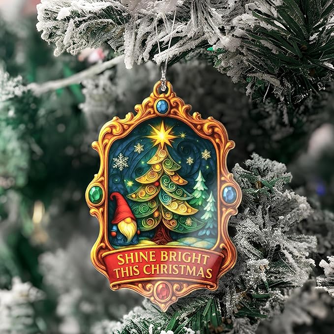 Christmas Ornament 2025 - Vintage Christmas Ornament - Acrylic Xmas Ornament - Art Ornament - Suncatcher Effect Window Hanging - car Hanging Accessories