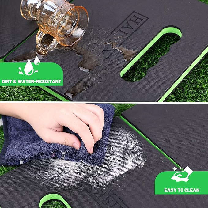 Extra Thick Kneeling Pad with Carrying Handles, EVA Foam Cushioning Mat for Knee for Gardening, Mechanic, Bathing Baby, Exercise & Yoga, 20.5 x 11.8 x 0.9 in, Green & Black