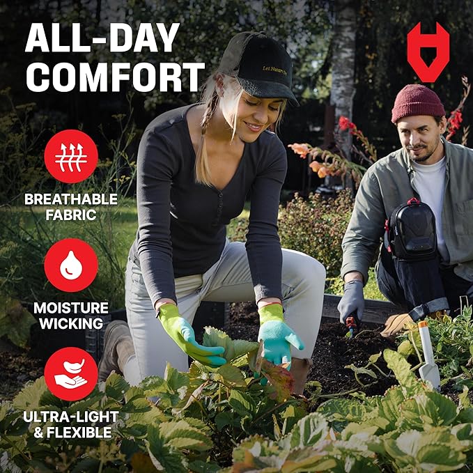NoCry Premium Women's Gardening Gloves with Strong Non-Slip Grip - 100% Breathable, Superior Dexterity - Eco Friendly Garden Gloves for Women