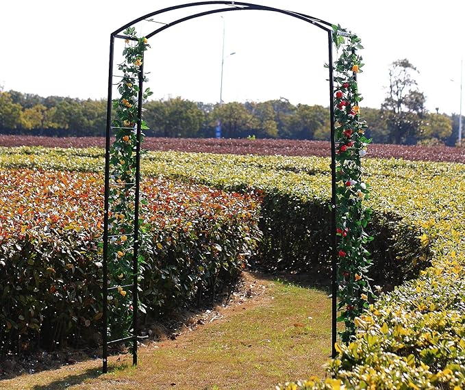 Steel Garden Arch, 7'2" High x 4'7" Wide, Garden Arbor for Various Climbing Plant, Outdoor Garden Lawn Backyard