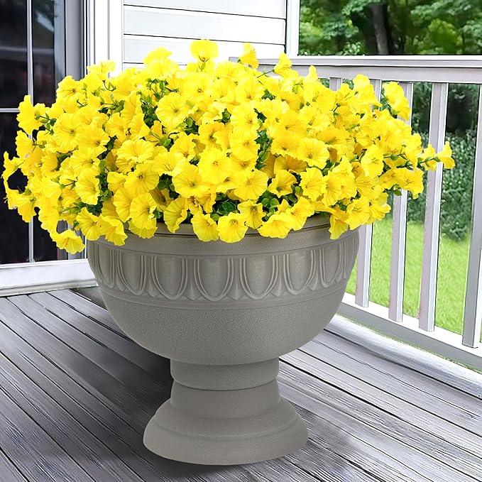 Artificial Flowers for Outdoor Indoor Garden Home Decoration, Faux Flower Daisy with Eucalyptus Leaves Fake Plants Greenery Boxwood Porch Patio, 12 Bundles