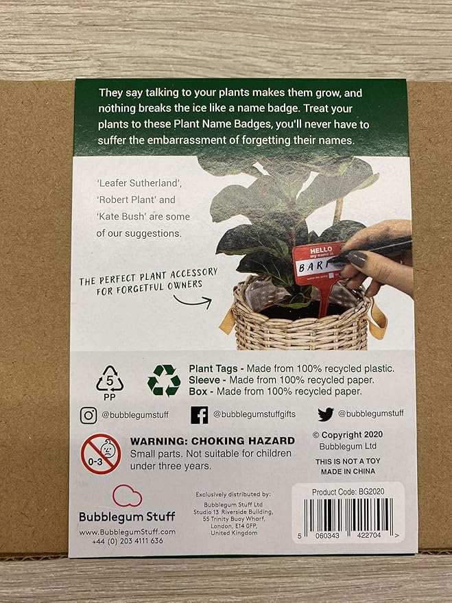 Plant Name Badges - Wipeable Labels for House Plants - Home Accessories - x 12 100% Recycled Name Tags for Indoor Plant Pots - Pen Included