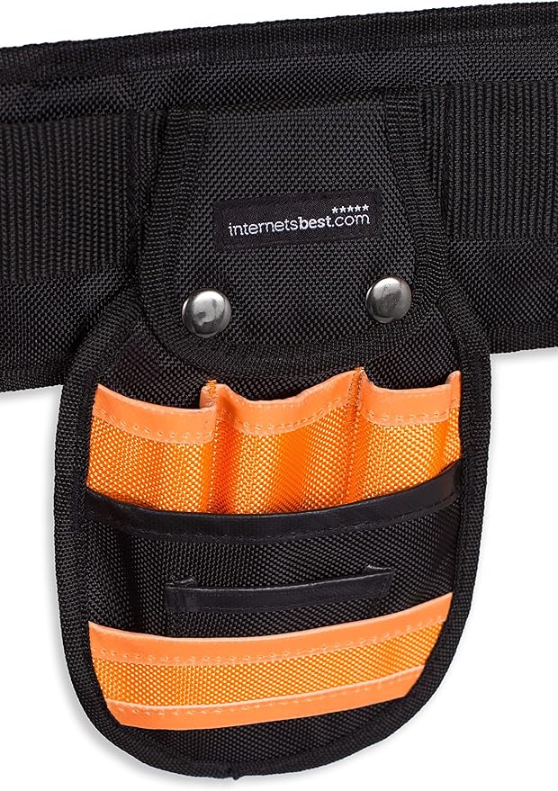 Internet’s Best Tool Belt Carpenter Apron - 10 Pockets - Quick Release Work Belt with Utility Pouch - Handyman Rig - Removable Bags