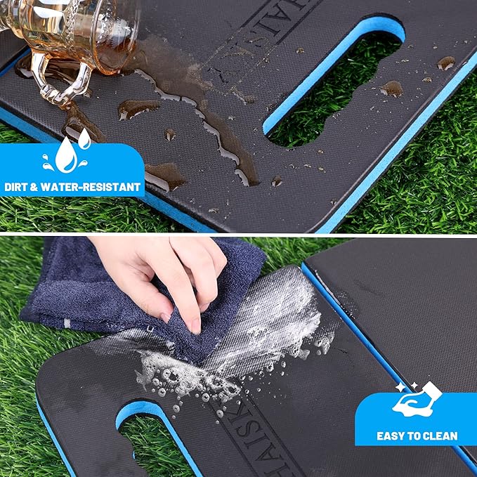 Extra Thick Kneeling Pad with Carrying Handles, EVA Foam Cushioning Mat for Knee for Gardening, Mechanic, Bathing Baby, Exercise & Yoga, 20.5 x 11.8 x 0.9 in, Blue & Black