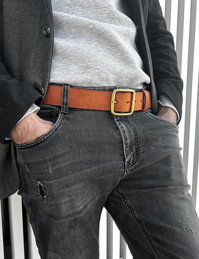 Thicken Full Grain Leather Mens Belt Heavy Duty Mens Work Belt Mens Belt High Hardness Buckle Packed In Gift Box
