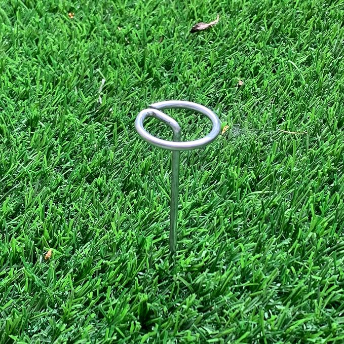 Palmhomee Garden Staples Anti-Rust Galvanized Garden Stakes Circle Top Landscape Pins Ground Cover Fabric Stakes Securing Lawn Fabric Weed Barrier (6 inches - 100 Pieces)