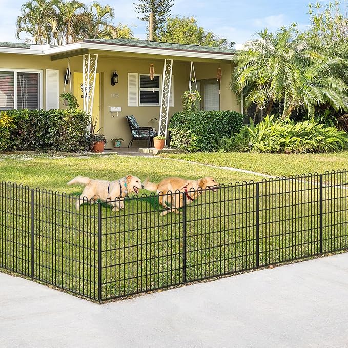 Decorative Garden Fence 10 Panels 23.6 ft(L) X 40 in(H) Animal Barrier for Yard, Patio, Garden Borders, No-Dig Outdoor Fencing with Rustproof Metal Panels, Temporary Ground Stakes for Dogs, Rabbit