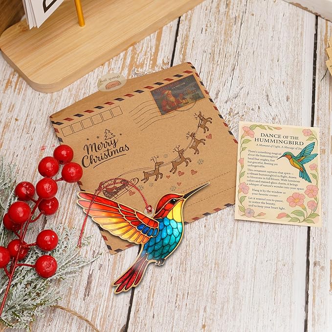 Christmas Ornaments - Hummingbird Christmas Ornament - Hummingbird Gifts for Women - Bird Ornaments for Christmas Tree - Hanging Decor for Xmas Tree - Christmas Ornament 2025 - Gift Exchange