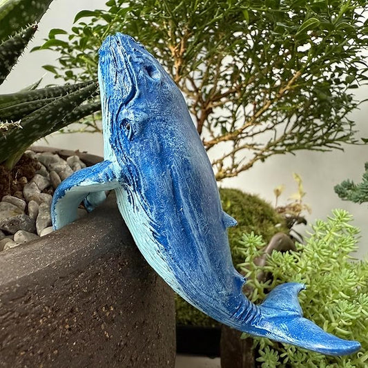Cute Climbing Animal Flower Pot Huggers, Animal Figurines Plant Decorations for Pots, Resin Flower Pot Decorations, Fairy Garden Accessories, Fish Tank Planter Edge Craft Decor (Whale)
