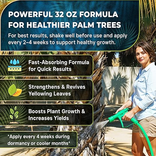 Leaves and Soul Professional Palm Tree Fertilizer Liquid Concentrate - 6-4-6 Blend for Tropical Plant Fertilizer, Garden Use - Liquid Plant Food for Palm Trees and Bushes Outdoors - 32oz