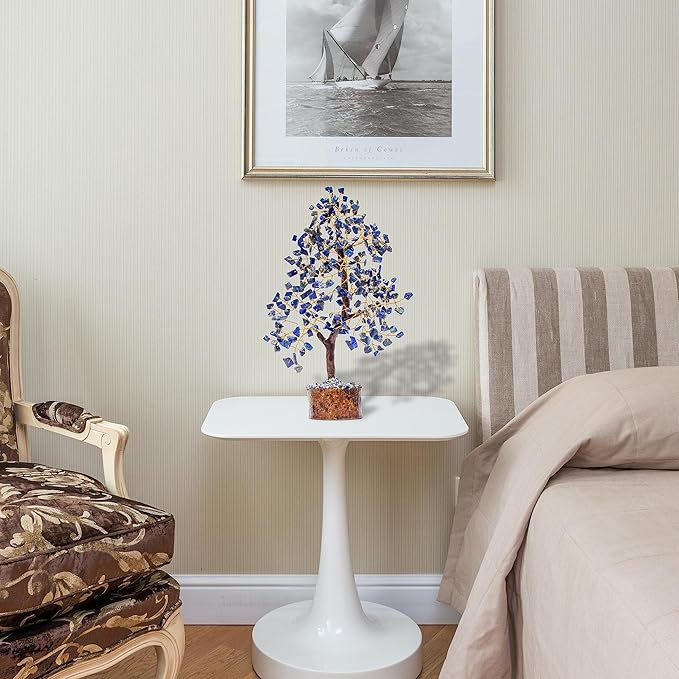 Lapis Lazuli Crystal Tree for Wisdom & Truth Décor for Home and Office | Handmade Bonsai for Communication & Clarity of Thought | Perfect Insight Gift for Loved Ones