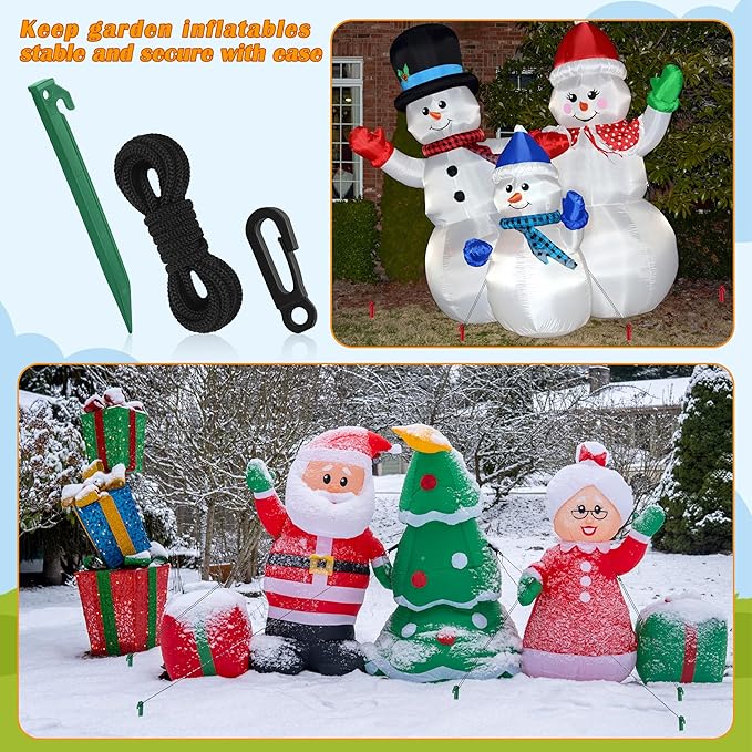 Aodaer 36 Pieces Plastic Inflatable Stakes Set Heavy Duty Halloween Christmas Yard Stake with Ropes and Hooks Anchoring Ground Stake for Xmas Garden Inflatables Accessories, Green