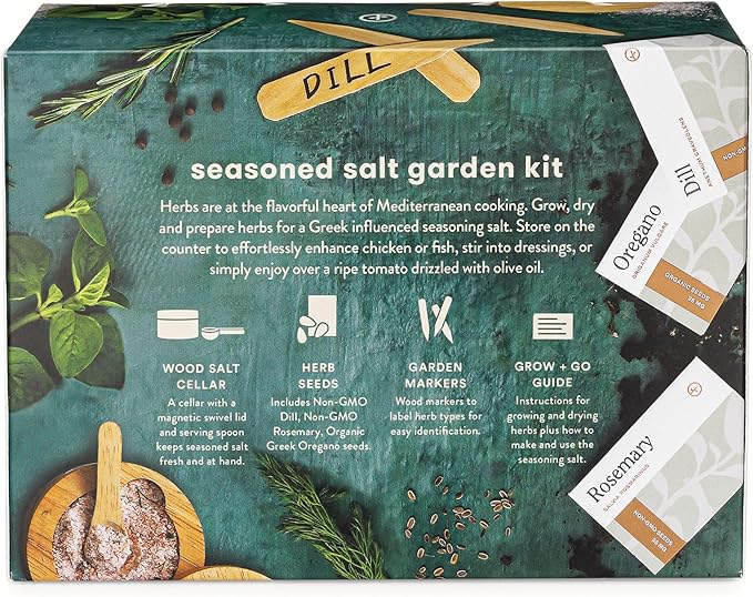 Modern Sprout Travel Trio Seaside in Santorini; Travel-Inspired Seed Kit with Salt Cellar, Organic Seed Starting; Gardening Gift (Seaside in Santorini)